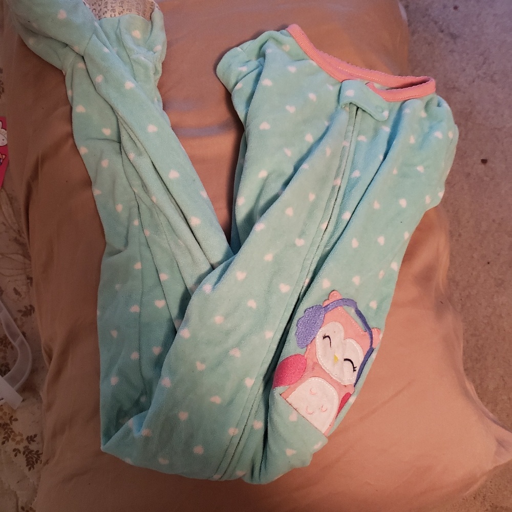 3T Carters Light Blue/White Owl Footie PJs